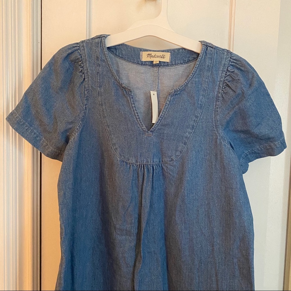 Madewell Denim Popover Swing Dress Newsom Wash XXS - Picture 9 of 11